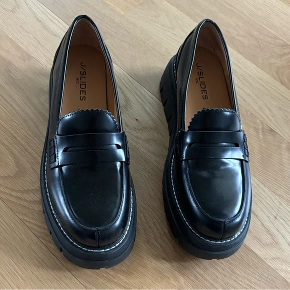 J/Slides black lug sole loafers Size 8.5 - Picture 1 of 11